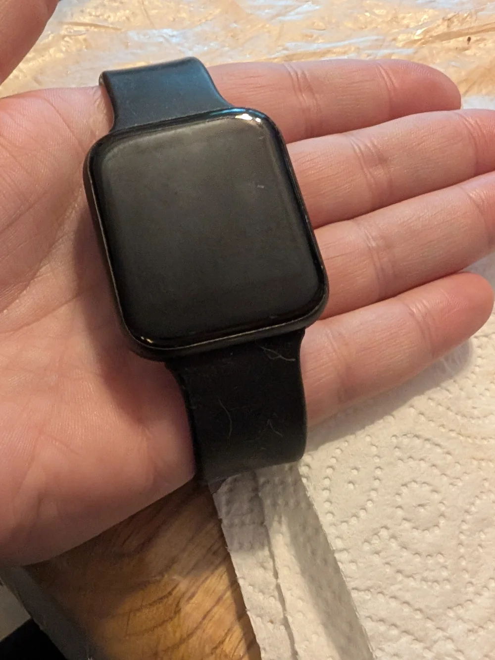 Black Smartwatch with Silicone Band — Unbranded